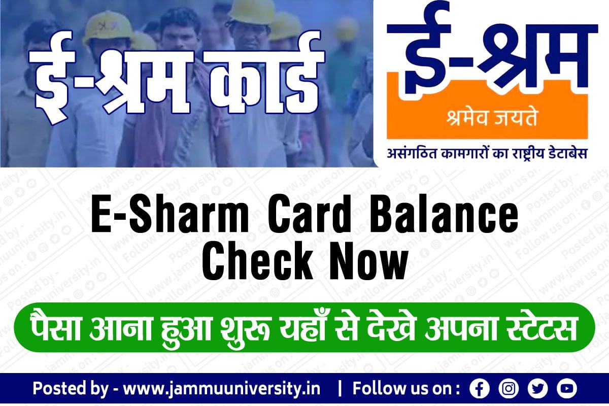 E-Sharm Card Balance Check ,e shram gov in ,e shram card status 
