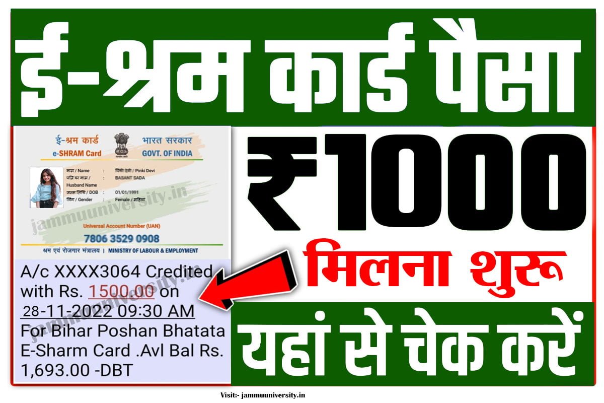 e shram card payment check rs 1000 now,ईश्रम कार्ड का पेमेंट