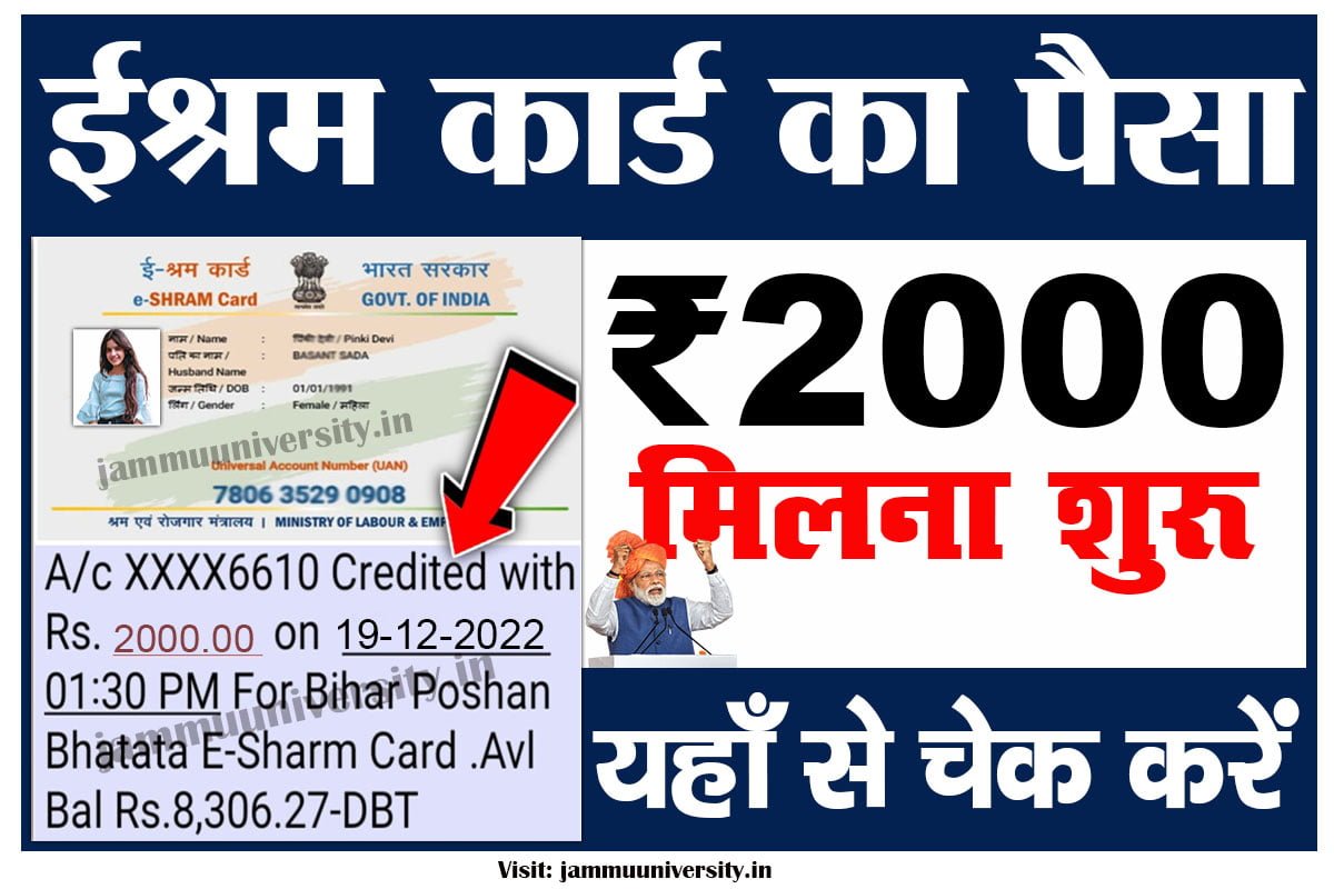 e-shram card paisa check online,ईश्रम कार्ड का पैसा