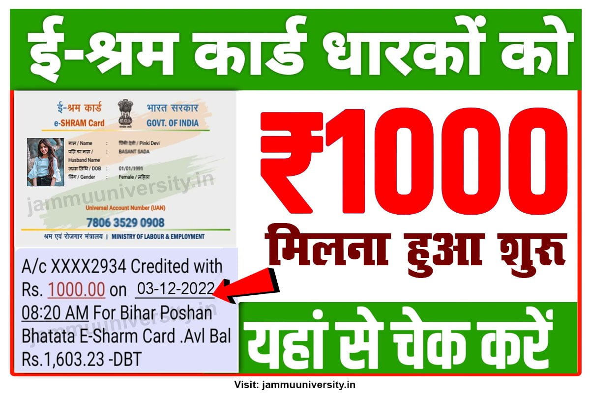 eshram card 1000 balance check direct link