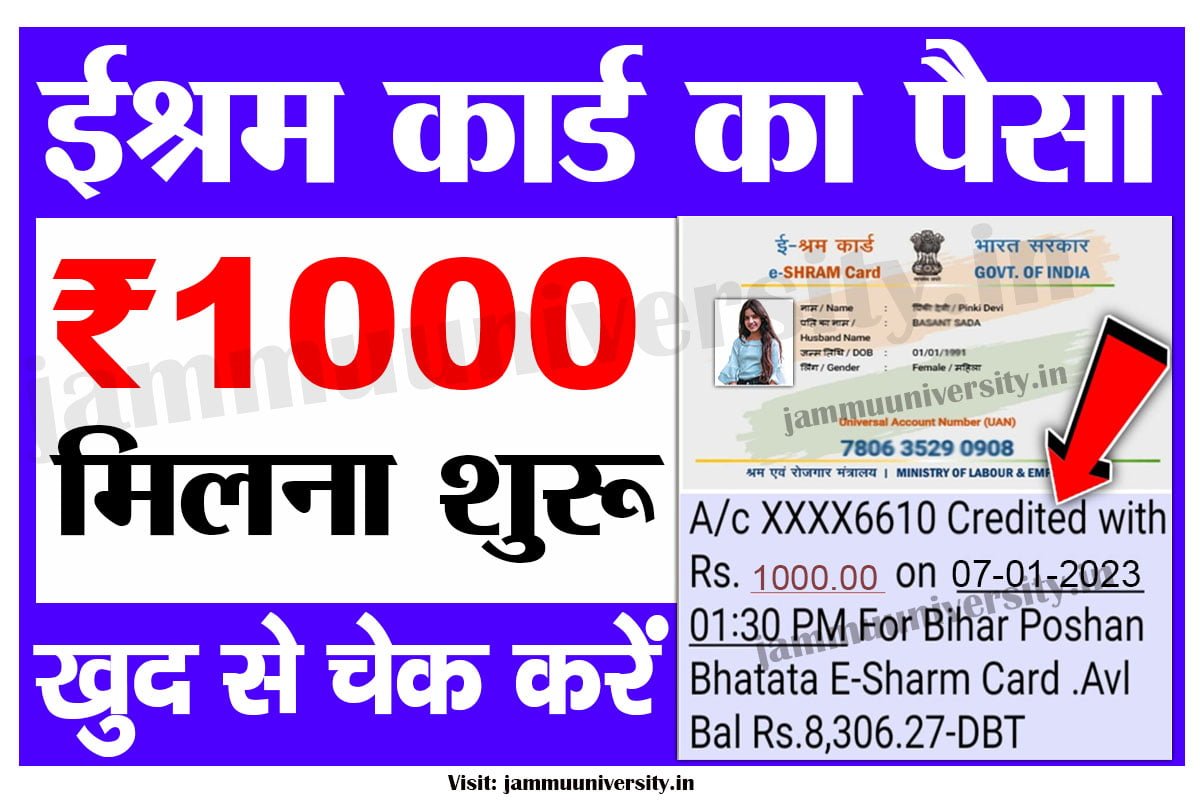 eshram card 1000 check,ईश्रम कार्ड पेमेंट 2023