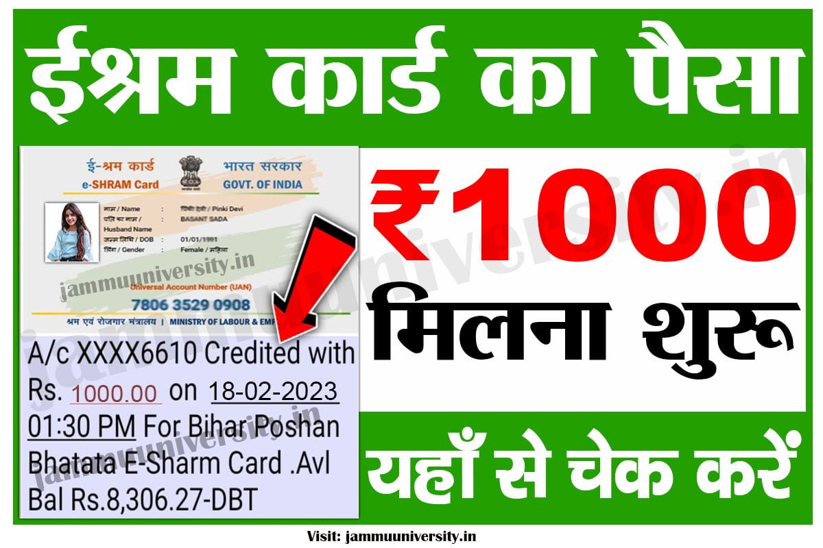 e shram card 1000 payment check