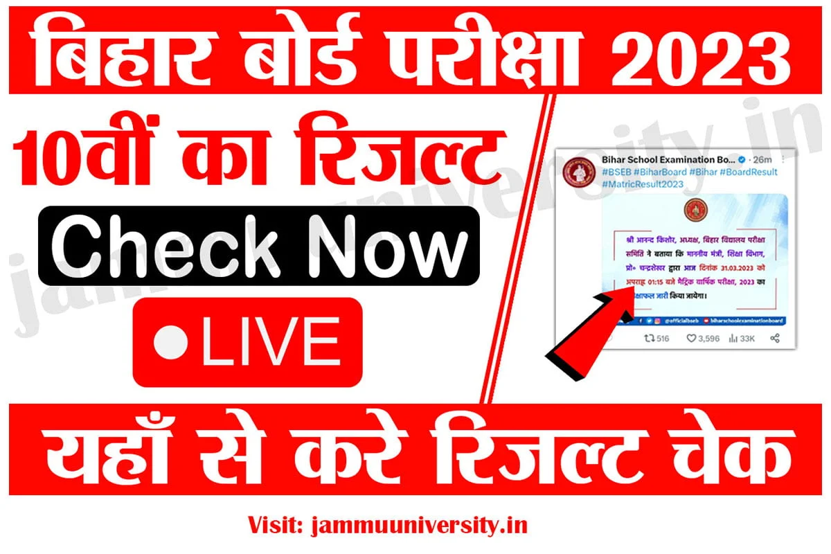 BSEB 10th Result Live Check