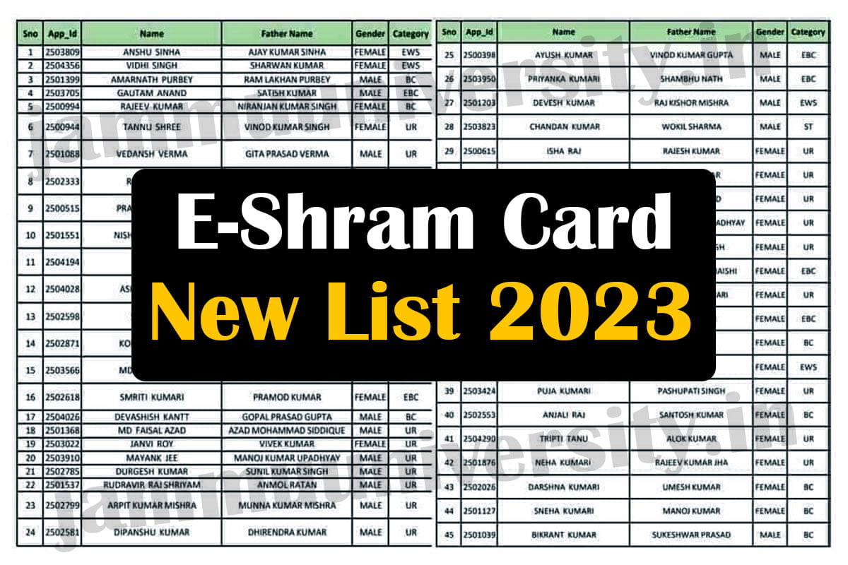 Eshram Card New List 2023,EShram Payment Status Check