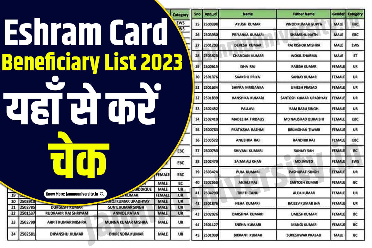 eshram card beneficiary list 2023 online