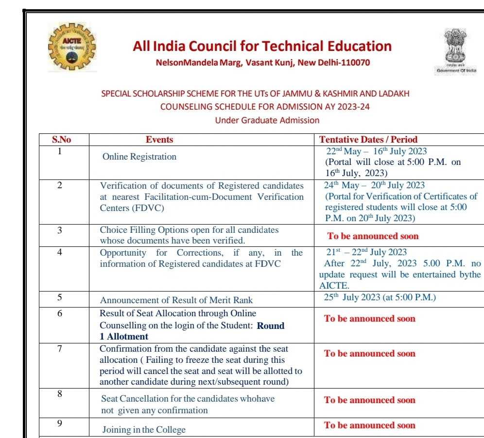 PMSSS Merit List Check,PMSSS AY 2023-24 Details,PMSSS Scholarship Calendar Events