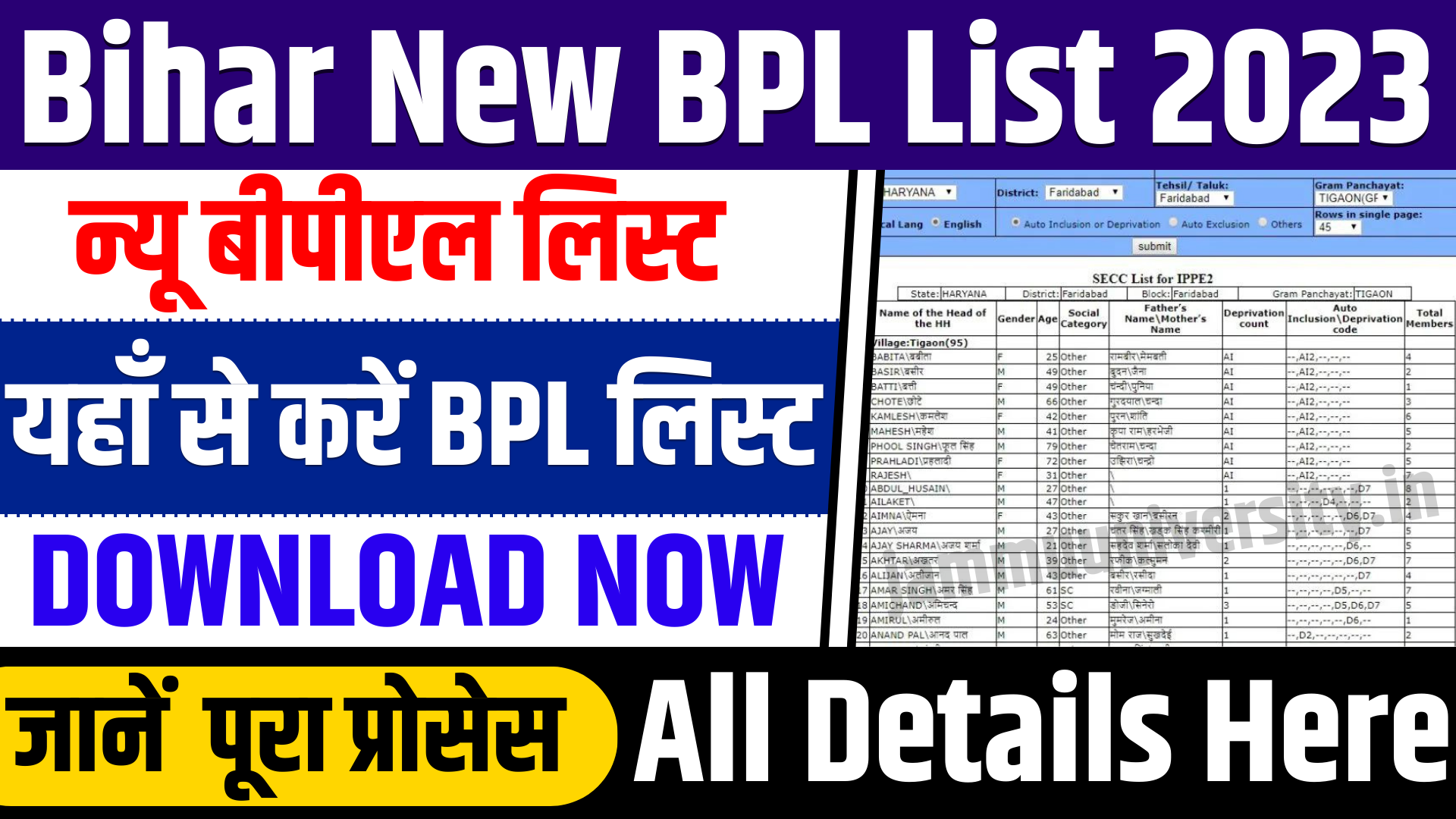 Bihar New BPL List 2023